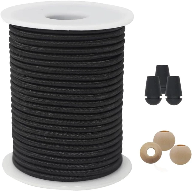 ZHFMLY 1/10 Inch Black Elastc Beaded Cords round Elastic Bungee Cord String Rope
