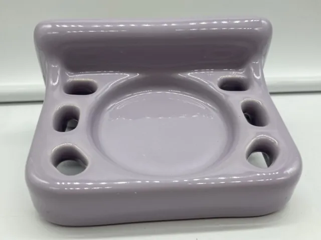 VTG Lavender Lilac Purple Ceramic Tile-In Wall Mount Bathroom Toothbrush Holder