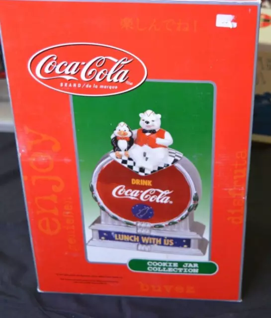 Drink Coca Cola "Lunch With Us" Polar Bear Penguin Cookie Jar 2001 3