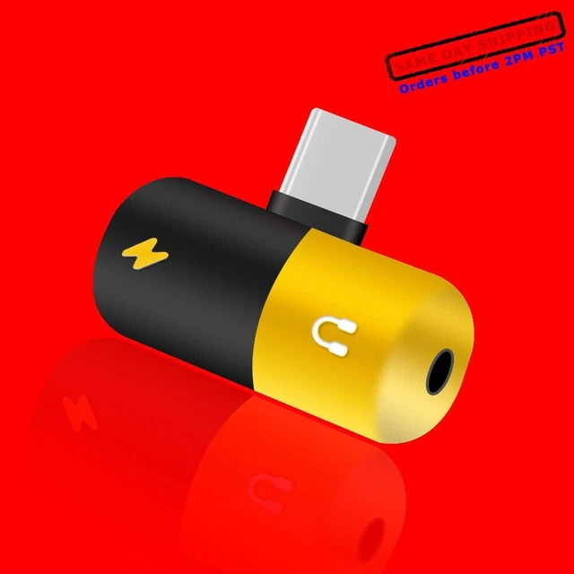 Type-C to 3.5mm & Charger 2in1 Headphone AUX Audio Jack USB-C Cable Adapter USA