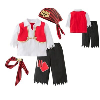 Bambini Ragazzi Costume Da Pirata Vestito Cosplay Party 4tlg Set per Halloween Carnevale