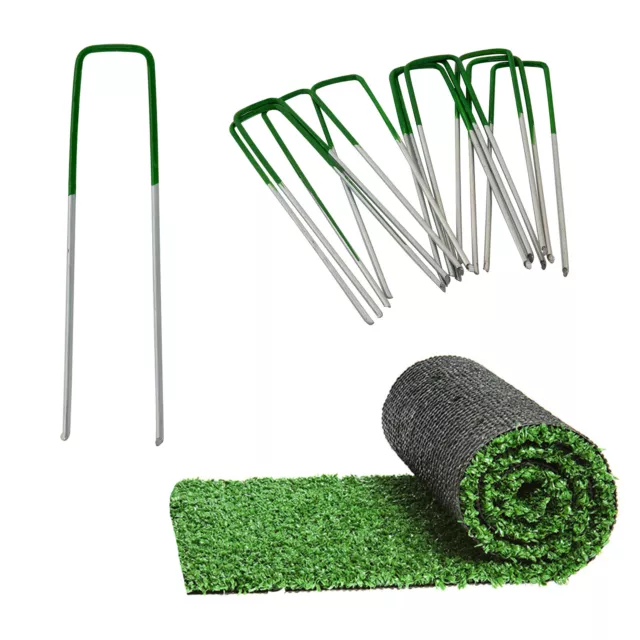 Weed Fabric Galvanised Staples Garden Turf Pins Securing Pegs U Artificial Grass