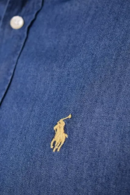 Ralph Lauren uomo  camicia sportiva in jeans denim scuro slim fit 2