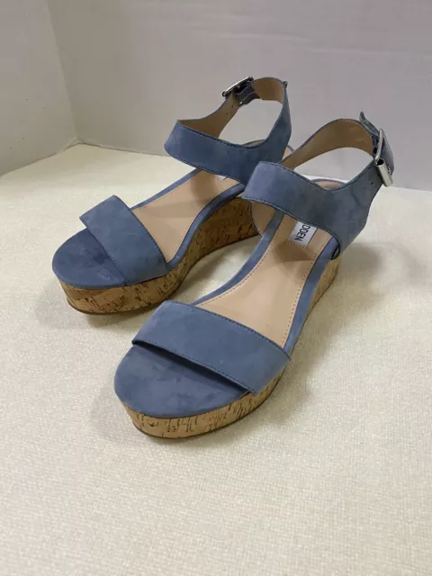 Steve Madden Suede Strap Blue Platform Sandals Women's Size 6.5