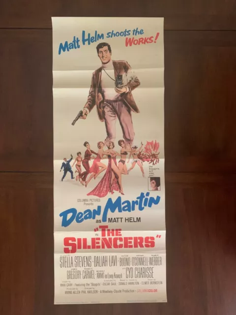 Matt helm THE SILENCERS original movie poster insert 1966 Dean Martin 14 x 36