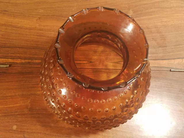 Vintage Dark Amber Hobnail Glass Oil Kerosene Lamp Shade 3