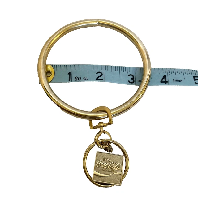 Enjoy Coca Cola Bracelet Keyring Gold Wrist Opening 3.5" Dangle Charm
