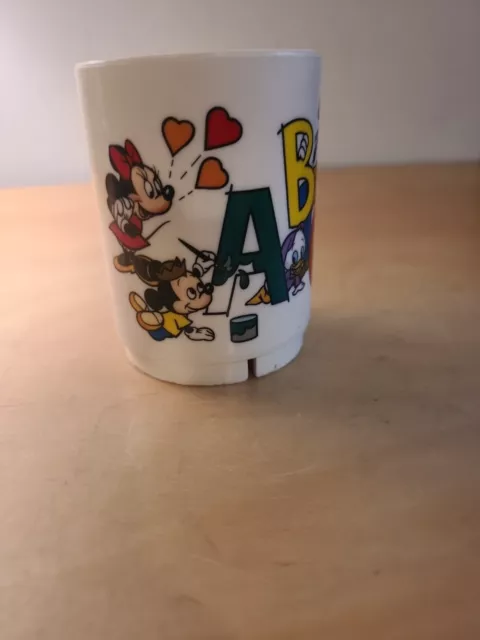 Vintage Disney ABC 123 Retro Plastic  kids Cup Superseal Mickey Mouse & friends