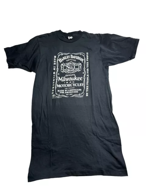 Vtg 80s Harley Davidson 3D Emblem ‘Jack Daniels’ Shirt. Size L