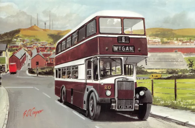 Old Bus  Postcard Wigan Corporation  Large Size  Unused  Very Good Mint