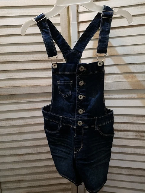Levis Girls Denim Shortalls Size 10 Reg Blue Jean Shorts Overalls Pockets H3459