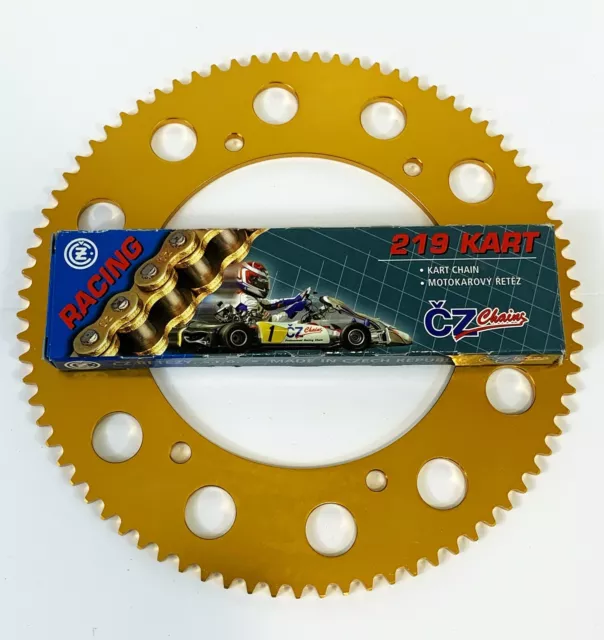 Kart CZ Chain 98-114 Link Any Size & Gold Sprocket Any Size Best Price - Rotax