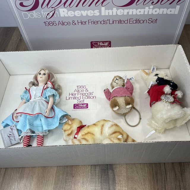 VINTAGE STEIFF ALICE in Wonderland and Friends Set 1986 NRB