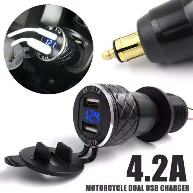 CNC 4.2A Dual USB Charger Power Socket for BMW Hella/DIN Plug Motorcycle UK