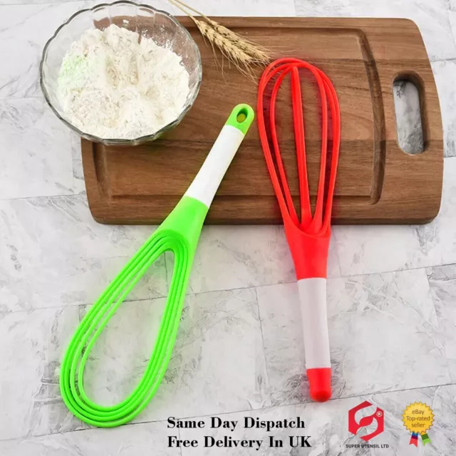 Zusammenklappbarer 2-in-1 Ballon/Flachschnee Silikon Whisk Saucen Eier Mixer Werkzeuge 3