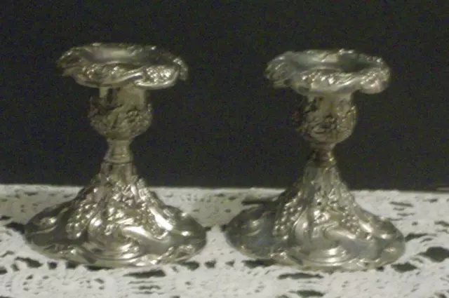 Vintage Godinger Ornate Silver Plated Taper Candle Holders Set Of 2