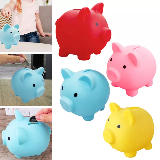 Cute Piggy Bank Saving Coins Money Box Cash Fund Gift Plastic Pig Wear-Resistant