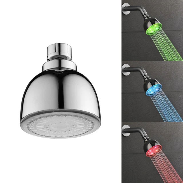LED Shower Head Temperature 3 Color Changing  Square ABS Finish 12 Leds For The