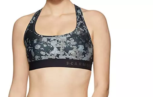 Reggiseno sportivo Under Armour nuovo con etichette con stampa mid crossback - nero - XS