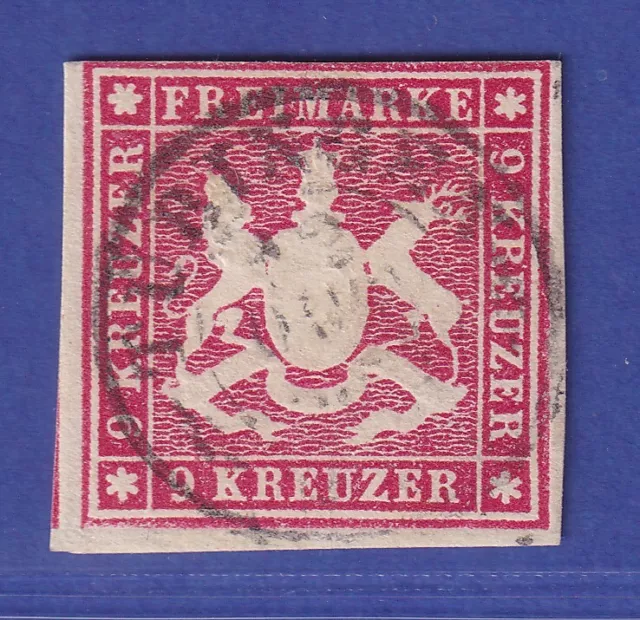 Württemberg Wappen 9 Kr  Mi.-Nr. 14 a  O gepr. THOMA BPP