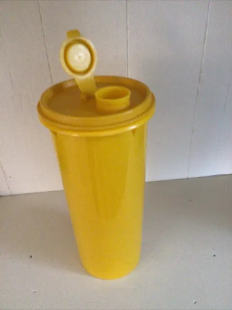 Vintage Tupperware Yellow Tall Liquids 1ltr Container With Pour & Store Spout