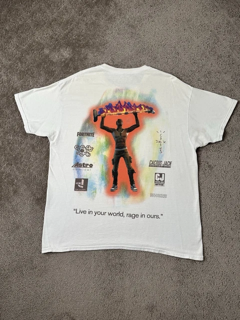 T-shirt Travis Scott Cactus Jack X Fortnite Rage Emote - Taille M En Coton Blanc - Neuf Avec étiquette