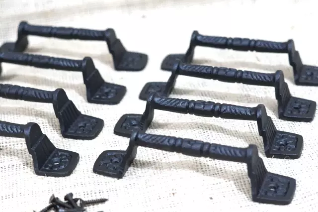 16 Cast Iron Cabinet Handle Gate Pull Door Handles Drawer Pulls Matte Black 2