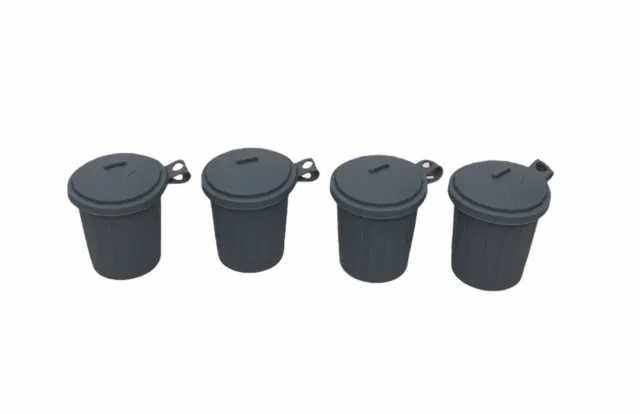 4 Toy Plastic Gray Trash Garbage Can for Accessories Action Figures Party Candy