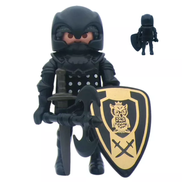 Playmobil figura caballero negro con escudo de búho