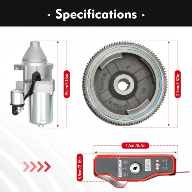 Elektrostart-Kit Für Honda Starter Motor Schwungrad Switch 11PS GX390 13PS 2