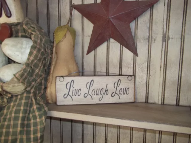 Wood Prim Sign LIVE LAUGH LOVE Handmade Rustic Country Wall Hanging Sign Decor