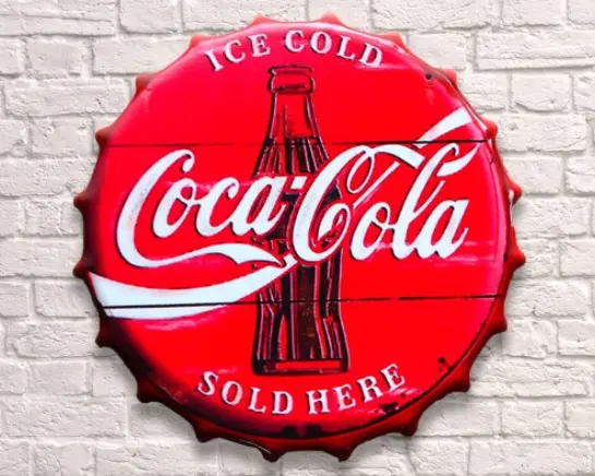 Coca Cola Sign Vintage Retro Wall Display Metal Bottle Top Coke Vintage Red 30cm