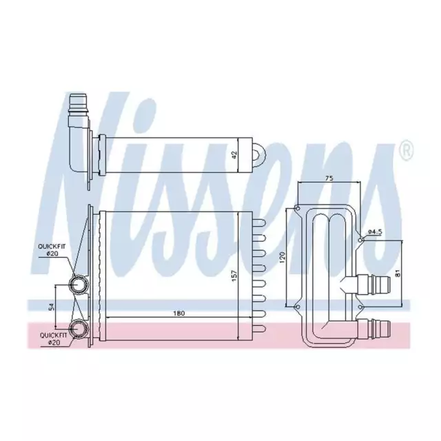 Fits Vauxhall Vivaro 2.0 CDTi Nissens Front / Rear Heat Exchanger Heater Matrix