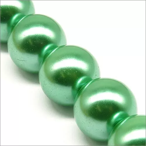 Lot de 10 Perles Nacrées en Verre 14mm  Vert menthe