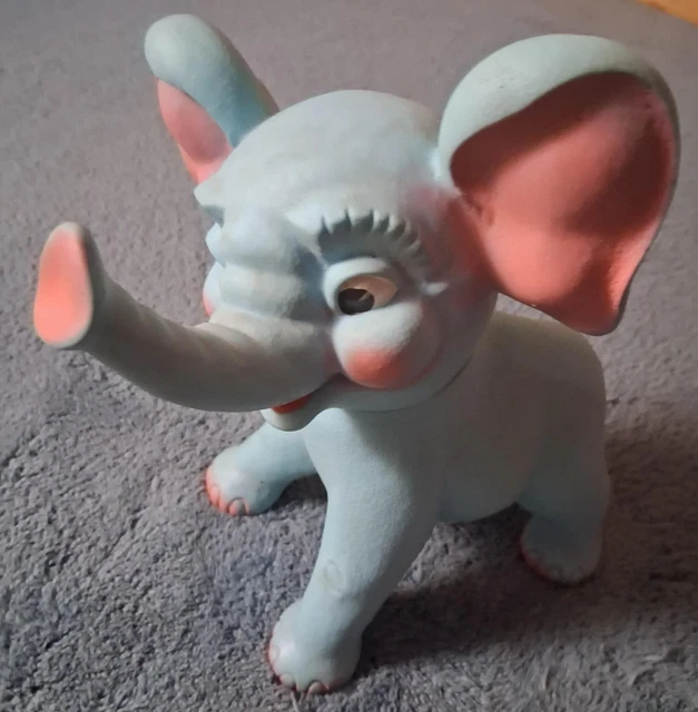 Jouet Vintage Pouet Agneau Beige/bleu Ciel - Made In Italy, LEDRA Elephant