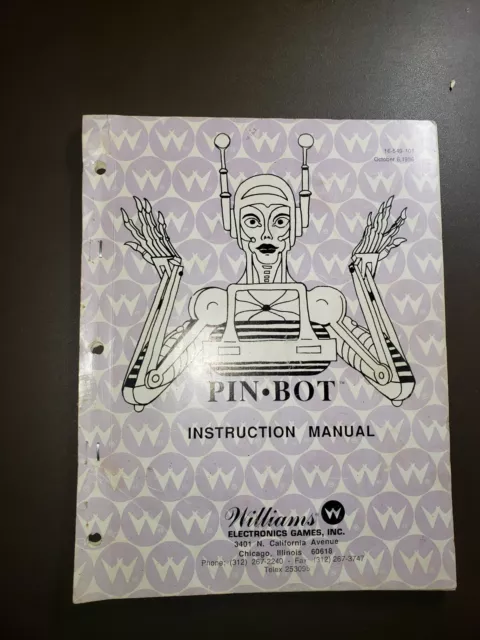 Williams PINBOT Original Pinball Manual with Schematics