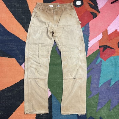 CARHARTT Pantaloni Carpentiere vintage effetto anticato PESANTEMENTE indossato Workwear Pantaloni A402 