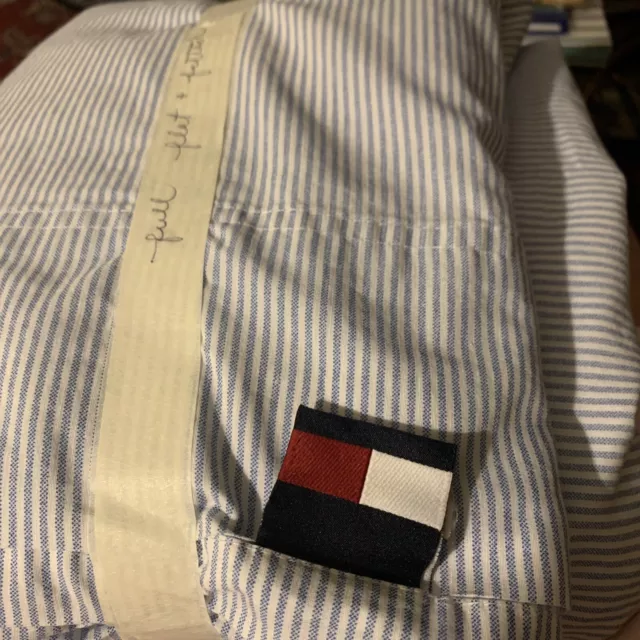 Tommy Hilfiger Blue Striped Cotton Poly Sheets set Sz Full 2 pc