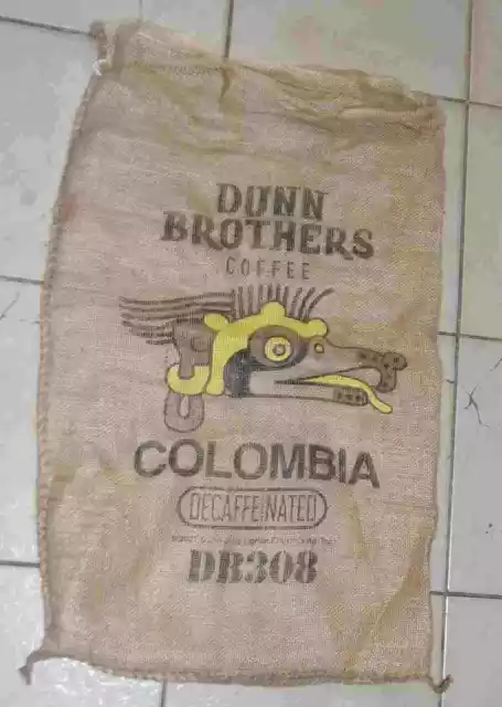 Large COLOMBIA Decaf Coffee Bean Burlap Bag Sack, Wall Art, 30" X 17"