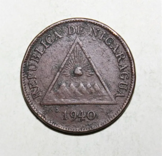 S12 - Nicaragua 1 Centavo 1940 Fine / Fine + Copper Coin
