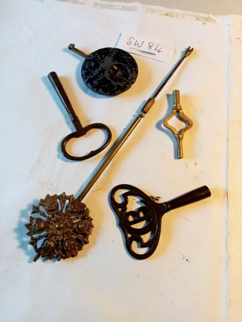 Antique Clock Keys And Pendulum