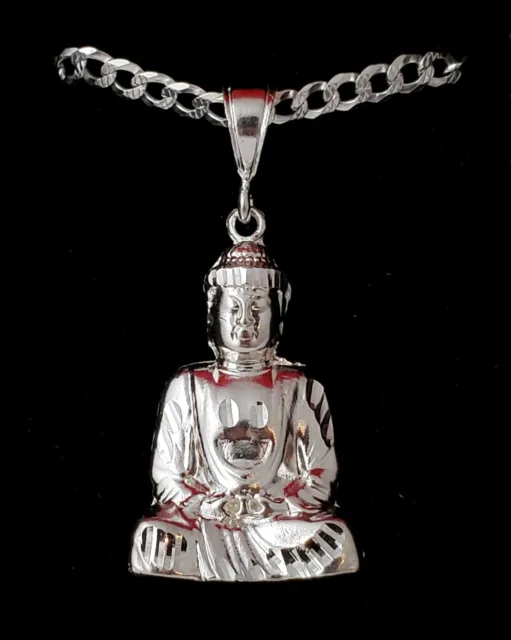 Tibetan Buddhist Monk Pendant necklace Buddha Sterling Silver 925