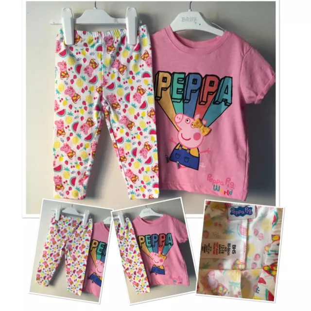 New Peppa Pig Baby Girls Leggings & New peppa bow Top 12-18 Months