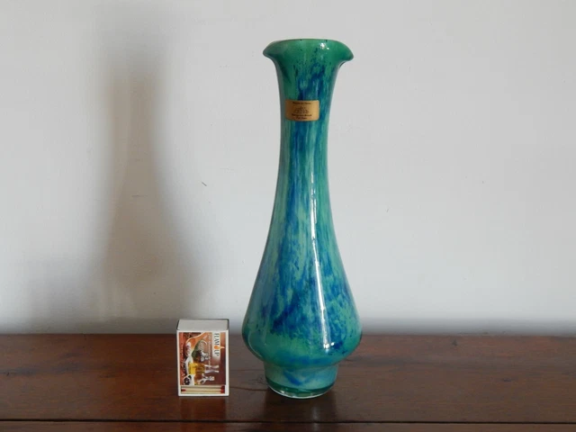 GRAND VASE en VERRE Soufflé du Musée de la Verrerie BLANGY sur BRESLE Fait Main