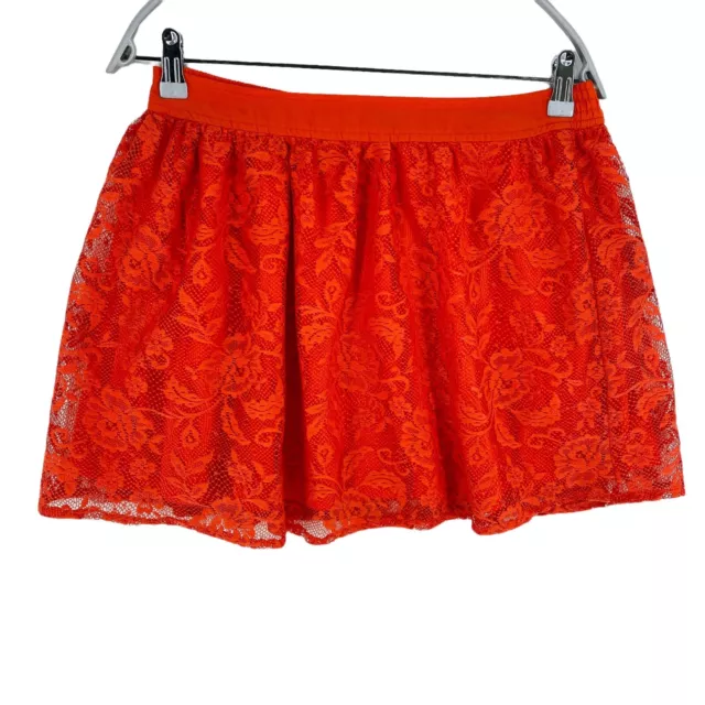 Stradivarius Floral Rouge Dentelle Évasé Jupe Courte Taille M