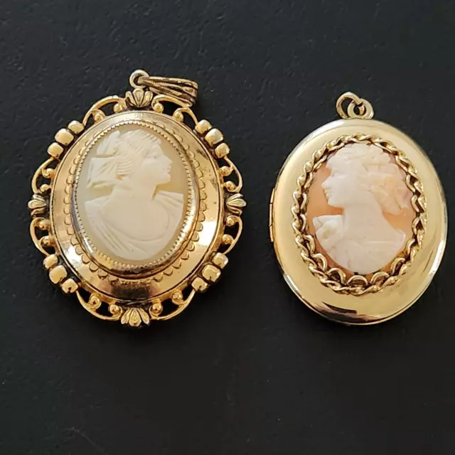 CAMEO Vintage Victorian Style Necklace Pendant Locket Lot Gold Tone 123