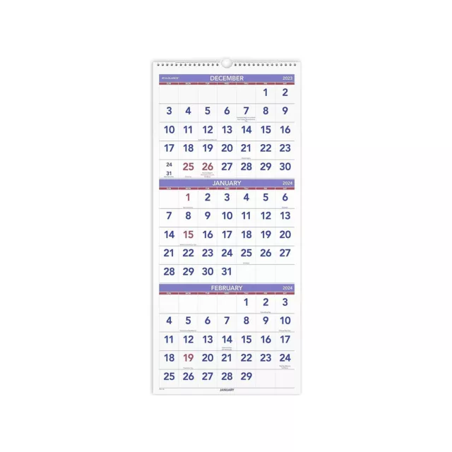 2024 AT-A-GLANCE 12& x 27" Three-Month Wall Calendar (PM11-28-24) $21.