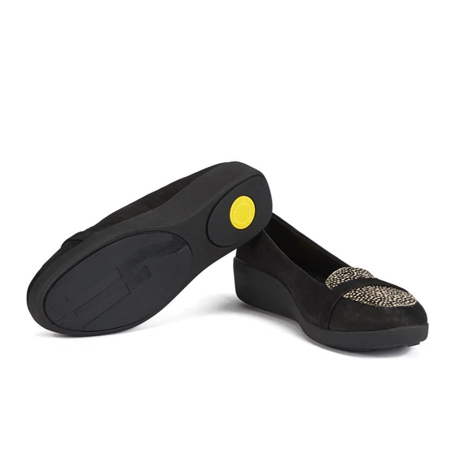 FitFlop FF2 Womens Sz 10 Pop Pony Hair Slip On Loafers Black Office Work Toning