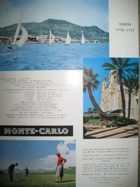 Publicite De Presse Monte Carlo Tourisme French Ad 1957