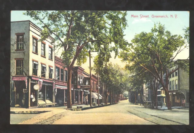 Greenwich New York Downtown Main Street Scene Stores Ny Vintage Postcard